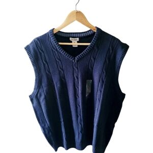 Sun River Men's Navy Cable Knit Sweater Vest Size XL Vihtage New With Tags